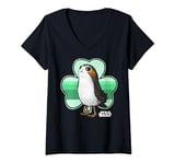 Womens Star Wars St. Patrick's Day Porg Clover Green Hue Portrait V-Neck T-Shirt