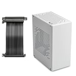 JOYJOM Boîtier Mini ITX en Aluminium avec rehausseur PCI, boîtier pour Mini PC, boîtier PC SFF à Petit Facteur de Forme, boîtier de Jeu TX Compatible avec Carte Graphique GPU (Blanc)