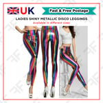 Women's American Style Leggings Apparel Shiny High Waisted Stretchy Disco Pants