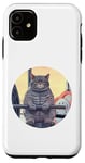 iPhone 11 Cute Grey Fit Muscle Cat Sitting on Gym Lifting Bench Case