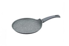 Zanetti - DurapIETRA Crêpe 25 cm en aluminium, poêle antiadhésive pour crêpes forgée à haute épaisseur, effet pierre et poignée Soft Touch, pour chaque plan de cuisson inclus induction