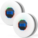 Combination Smoke and Carbon Monoxide Alarm Detector,Dual Sensor Smoke Alarm and Carbon Monoxide Detector and Replaceable Battery Smoke and CO Alarm for Your Home, Garage, Office (2 Pack)