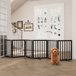 Semiocthome Wood Dog Gates for The House Extra Wide, 6-Panel Freestanding Pet Gates with 4PCS Metal Stands for Doorways and Stairs, 24" H Foldable Dog Fences Indoor, Expands Up to 110" (W)- Black