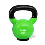 Yes4All NHK4 Vinyl Coated Cast Iron Kettlebell with Protective Rubber Base, Kettle Bell Weights Set - Multicolor Kettlebells, Green, 11.3 kg