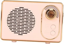 Haut-Parleur Rétro Bluetooth 5.0, Mini Haut-Parleur Bluetooth Vintage Avec Carte Mémoire Aux, Lecteur De Subwoofers Rechargeable Usb Pour De Fête De Camping (Rose)