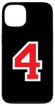 iPhone 13 Jersey Number Uniform #4 Red, Four 4th Case