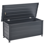 Coffre d'Extérieur de Rangement en Aluminium 113 x 50 cm Meuble de Jardin Gris