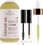 PROLIXIR Organic Castor Oil with Biotin & Vitamin E Growth Serum for Eyebrows, &