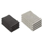 De Witte Lietaer 194690 Stephanie Lot de 4 Gants de Toilette Coton Gris Foncé 540 g/m² 15 x 22 x 1 cm & 194691 Stephanie Lot de 4 Gants de Toilette Coton Gris Clair 540 g/m² 15 x 22 x 1 cm