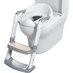 Kinsi - Réducteur wc, Pot Bebe Toilette, Rehausseur Toilette Enfant, Coussinet Antidérapant Avec Poignées, Hauteur Réglable, Tabouret Pliable, Gris