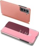 Coque telefon - bumper telefon Hurtel Clear View Case flip-cover för Samsung Galaxy S22+ (S22 Plus) rosa