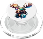 Cool Moose With Sunglasses And Headphones - Fun Retro Animal PopSockets PopGrip for MagSafe