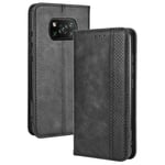 TANYO Leather Folio Case for Xiaomi POCO X3 Pro | X3 NFC, Premium PU/TPU Wallet Cover with Card and Cash Slots, Flip Magnetic Closure Shell - Black