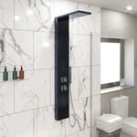 Thermostatic Shower Panel Column Tower Body Jets Twin Head Bathroom Shower Black