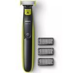 Tondeuse à barbe - PHILIPS - Oneblade QP2724/10 - 3 attaches (1 / 3 / 5 mm) incluses – sans fil rechargeable - Vert / Noir