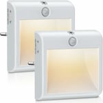 Veilleuse Prise Electrique [Lot de 2], Lampe Detecteur de Mouvement Interieur, Blanc Chaud Veilleuse led pour Couloir Escalier Chambre à Coucher