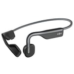 SHOKZ OpenMove Casque à Conduction osseuse, écouteurs Bluetooth Oreilles Libres pour Le Sport avec Micro, Casque sans Fil étanche IP55, 6 Heures d'autonomie, Autocollants, Gris