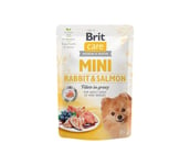 Brit Care Mini Rabbit&Salmon fileet kastikkeessa märkänä nirsoille koirille, ruoka pienille rotuille, 85 g x 24