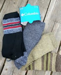 4 Pairs COLUMBIA Crew Cushioned Boot Socks 7-11 41-46 Black Grey Brown Shlf26