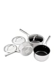 Ninja Foodi Zerostick Stainless Steel 3 Piece Pan Set - 16/18/20Cm Saucepans, Non Stick - C63000Uk