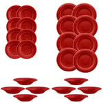 24 Piece Red Crackle Glaze Melamine/Plastic Outdoor Dinnerware - Set for 8