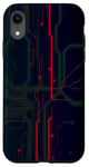 Coque pour iPhone XR Motif lignes de carte mère avec une superbe couleur rouge