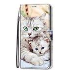 Adolasx Coque Compatible pour Samsung Galaxy A55 5G avec Cordon Clapet a Rabat Cuir Motif Drôle Animal Magnetique Antichoc Étui PU Case Cover Portefeuille - Chat C