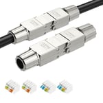 AXFEE Lot de 2 RJ45 CAT 7 Connecteur, Coupleur RJ45 Cat7 Blindé, connecteurs de sertissage sans Outils RJ45 Cat 6 Cat 7, pour l'Extension des câble de pose LAN, câble d'installation Ethernet