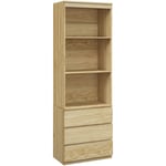 Homcom - Bibliothèque 3 étagères 3 tiroirs - dim. 60L x 35l x 180H cm - panneaux aspect bois naturel