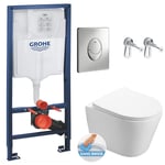 Grohe Pack WC Bâti-support + WC Swiss Aqua Technologies Infinitio sans bride fixation invisible + Plaque chrome RapidSL-Infinitio-2