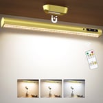 Moslumin Battery Powered Operated Wall Strip Lights, Rechargeable Magnetic LED Light Bar with Remote Control, Bright Touch Under Cabinet Kitchen Lighting Wireless for Picture Shelf – Gold