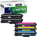 Lot de toners TN247 TN-247BK compatibles avec Brother TN247 TN-243CMYK pour Brother DCP-L3550CDW DCP-L3510CDW MFC-L3710CDW MFC-L3770CDW HL-L3230CDW HL-L3270CDW MFC-L3730CDN L3750CDW