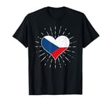 Czech Flag Vintage Heart Czech Republic Lover Retro T-Shirt