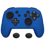 PlayVital Samurai Edition Ergonomic Silicone Skin Protective Case for Nintendo Switch Pro Controller, Soft Anti-slip Controller Grip Protector for Nintendo Switch Pro with Thumb Grip Caps - Blue