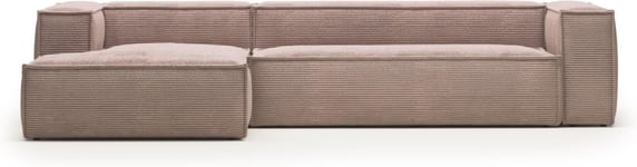 Blok, Chaiselong sofa, Venstrevendt, lyserød, H69x330x174 cm, fløjl