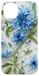 Coque pour iPhone 14 Plus Fleur Bleu Bleuet Floral Nature Femme Filles Fleurs