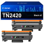 Coloran TN2420 TN-2410 Toner Cartridges Replacement for Brother TN2410 TN-2420 Compatible with DCP-L2530DW DCP-L2510D MFC-L2710DW HL-L2350DW HL-L2310D HL-L2370DN DCP-L2510D HL-L2375DW (2 BLACK)