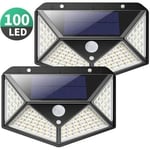 Lampe Solaire Extérieur 100 led - Détecteur de Mouvement - éclairage 270° - étanche - Puissante 1800mAh sans Fil