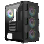 CIT NEO Mesh ATX PC Gaming PC Case Mid Tower 4x ARGB LED Fans Tempered Glass