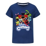 Barnens Leende Smådjur CatNap Söta Cartoon T-shirt Kortärmad Tee Unika Toppar Navy blue 130cm