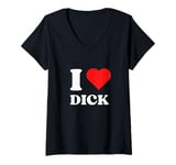 Womens I Love Dick I Heart Dick Y2k Aesthetic Red Heart V-Neck T-Shirt