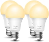 Tapo Ampoule Connectée WiFi, Ampoule LED E27 Blanc Chaud 2700K, Dimmable 8.7W 806Lm, Compatible avec Alexa et Google Home, Commande Vocale, Economie d'énergie, Tapo L510E(4-pack)