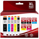 LOFBLAT 550 551XL Cartouches d'encre Compatible pour 550XL 551XL pour MX925 MX920 MG5650 MG5550 MG6650 iP7250 iX6850 MX725（PGBK Noir Cyan Magenta Jaune, 5 Pack）