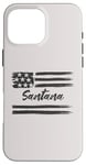 Coque pour iPhone 16 Pro Max Santana – Nom personnalisé, étoiles et rayures, drapeau des États-Unis