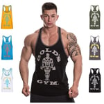 Gold's Gym Men's Muscle Joe Contrast Stringer Vest, Black/Grey Marl, M UK