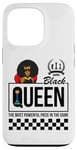 Coque pour iPhone 13 Pro Black Queen The Most Powerful Piece Jeu d'échecs Melanin Women