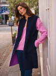 NRBY Audrey Wool Blend Reversible Sleeveless Coat, Hyacinth/Navy