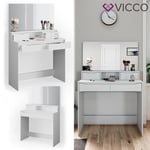 Coiffeuse Vicco Ruben blanche, miroir, table de maquillage, avec tiroirs