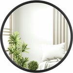 Miroir Rond Mural 40x40cm, Cadre en Métal Noir, Miroir Décoratif pour Salle de Bain, Chambre, Salon, Couloir - Woltu