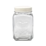2200ml Embossed Heart Glass Storage Jar Container Cream Screw Lid Food Canister